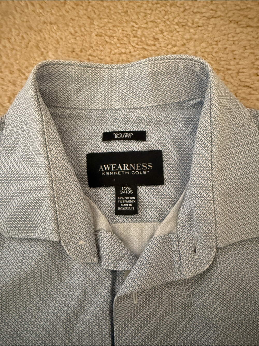 Awearness by Kenneth Cole Light Blue Patterned Dress Shirt